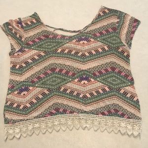 Hippie Rose summer top, lace bottom, large